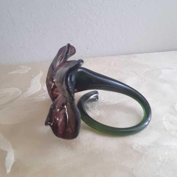 Deep Dark Purple Blown Glass Flower Sculpture USA - Picture 3 of 10